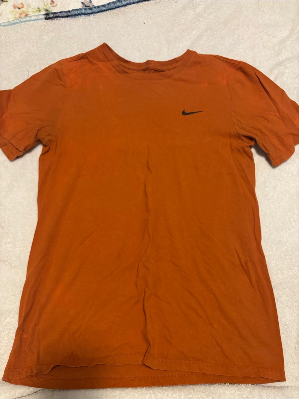 Nike Orange Short-Sleeve Crewneck with Black Swoosh